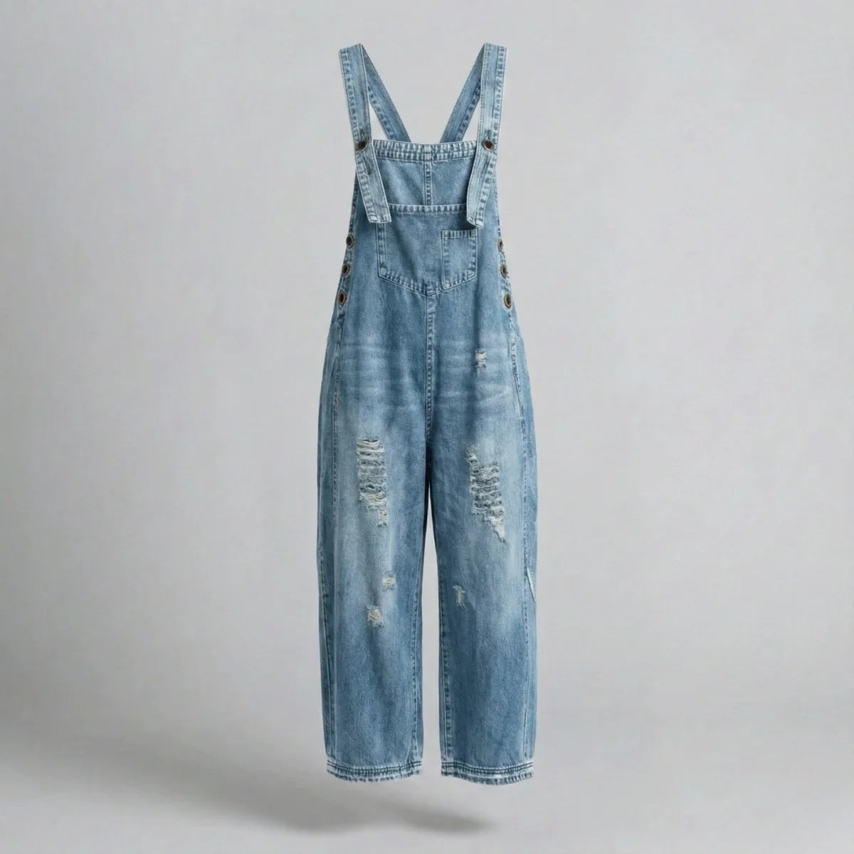 Gardaly Locker geschnittene Distressed-Denim-Latzhose