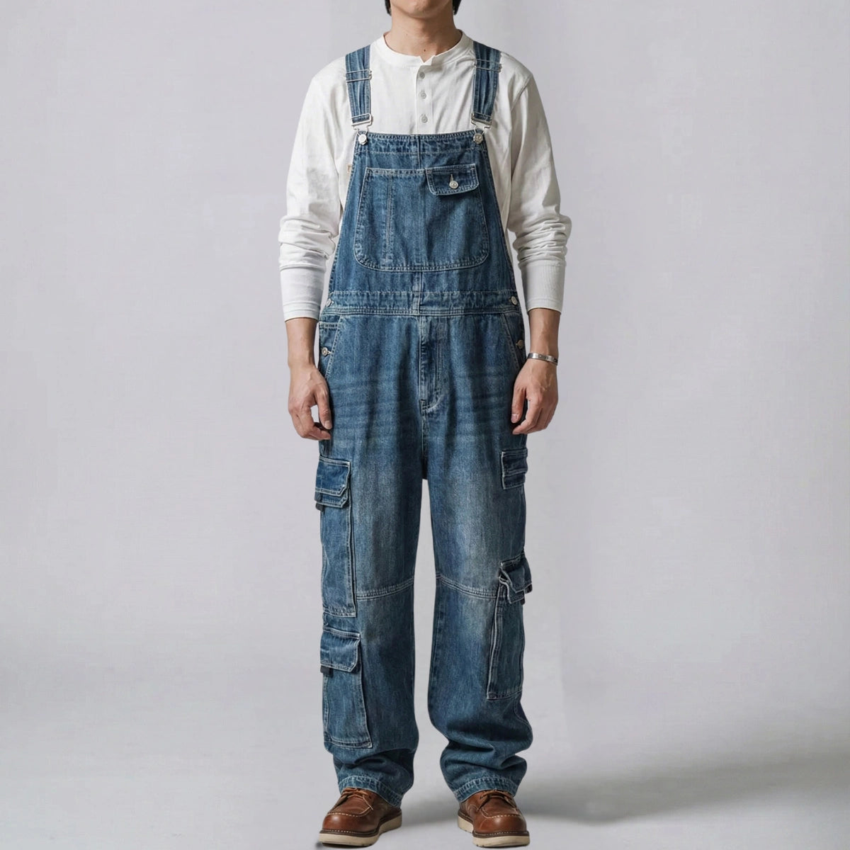 Gardaly Denim-Latzhose mit doppelter Klappentasche