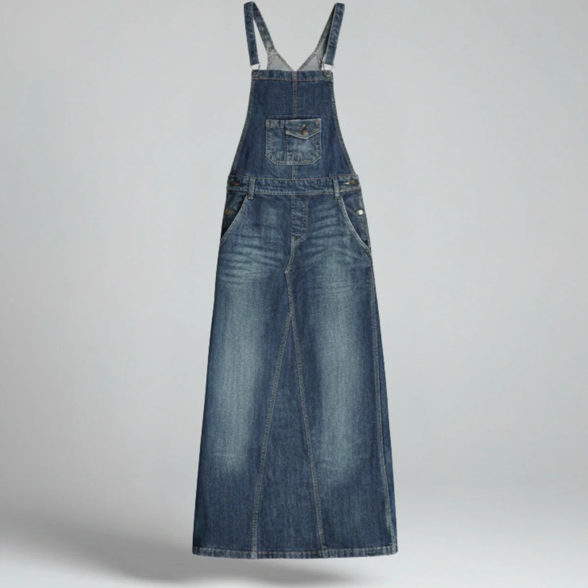 Gardaly Heritage Denim-Latzkleid mit Rückenschlitz