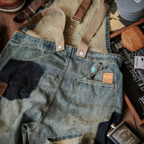 Gardaly Denim-Latzhose mit Kontrastpaneelen