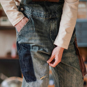 Gardaly Denim-Latzhose mit Kontrastpaneelen