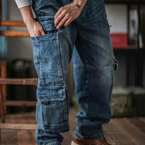 Gardaly Denim-Latzhose mit doppelter Klappentasche