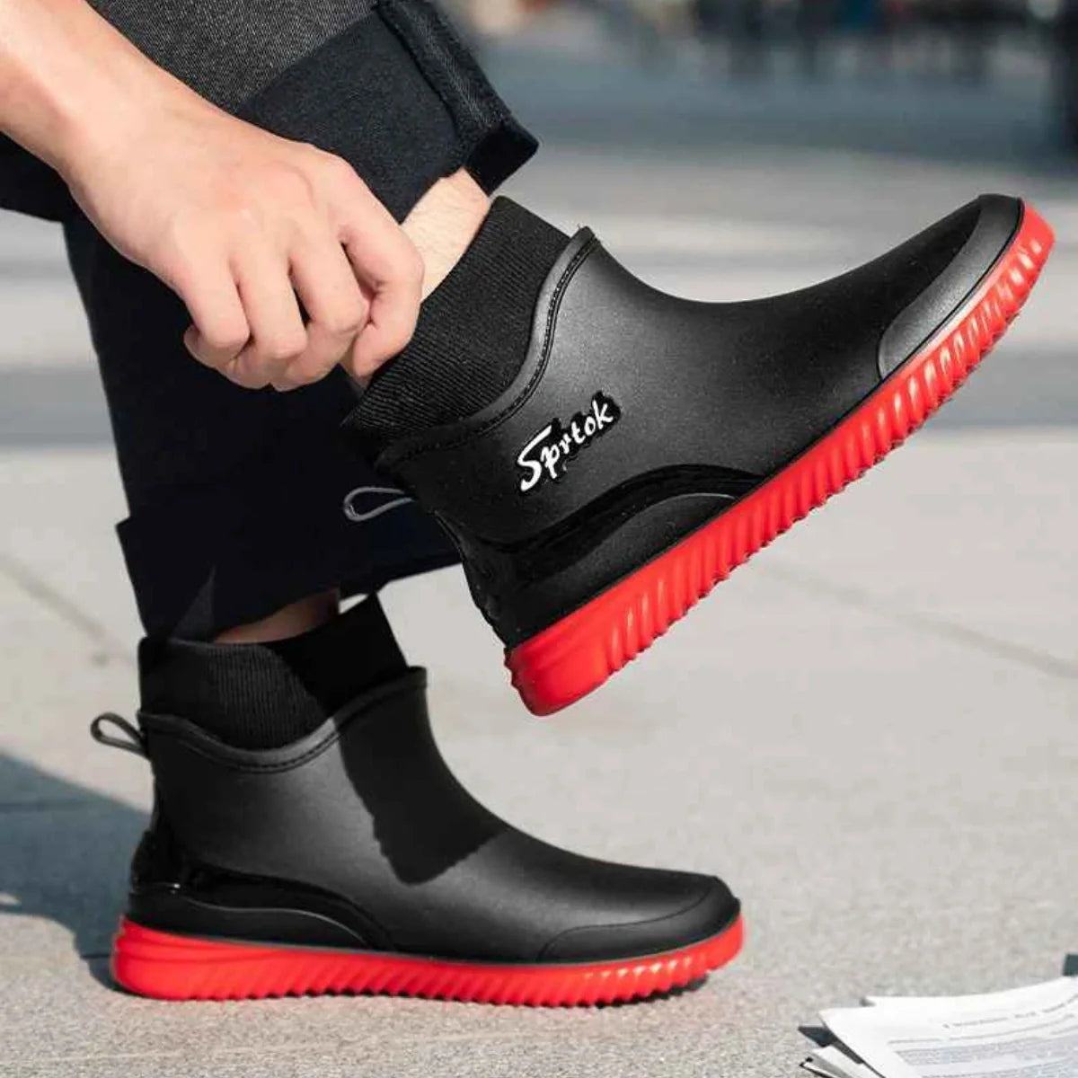 Gardaly | Herren Ankle Wellington™ Boots – Wasserdichtes Monoblock-Design mit rutschfestem Grip