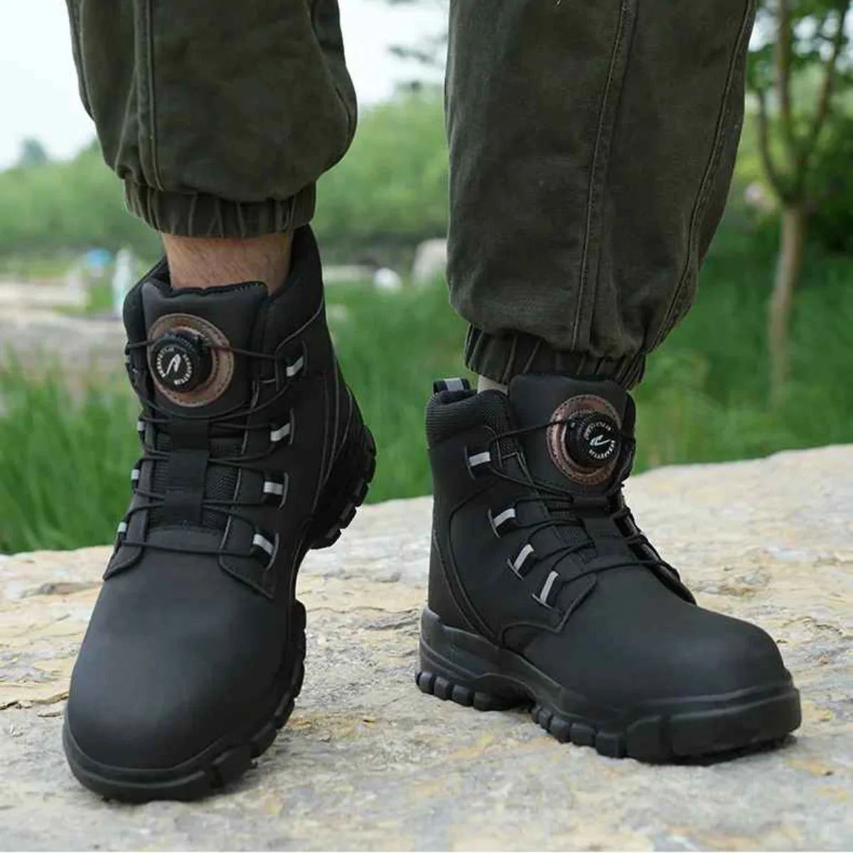 Gardaly | Herren TorqueLock™ Wasserdichte Sicherheitsstiefel – Stahlkappe, Kevlar-Sohle & Schnellverschluss-System