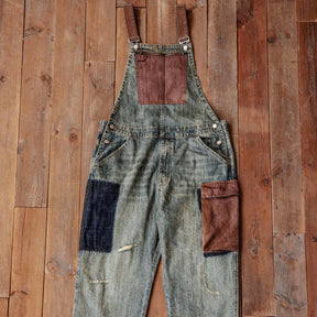 Gardaly Denim-Latzhose mit Kontrastpaneelen