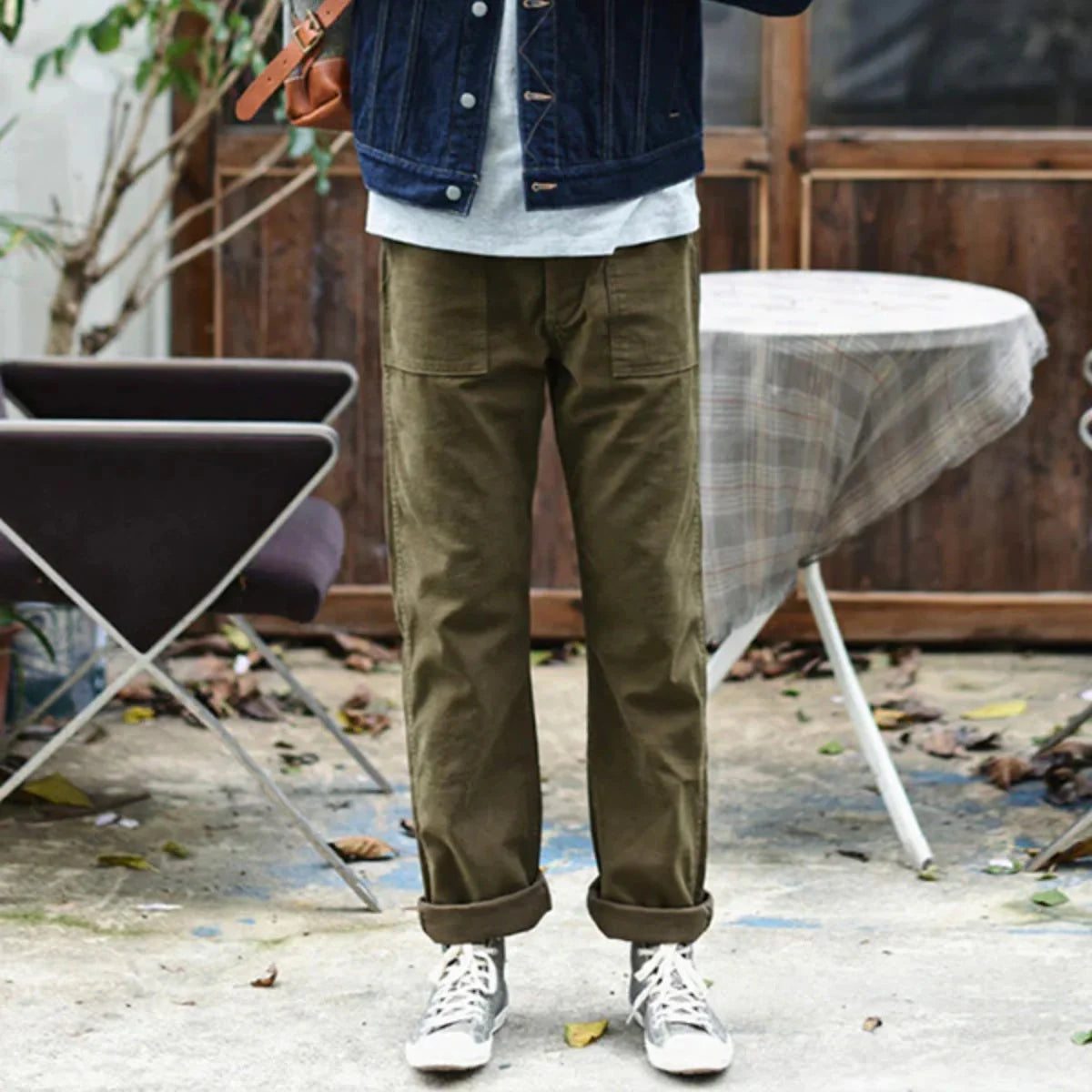 Herren Straight-Leg Freizeithose – Fatigue-Stil