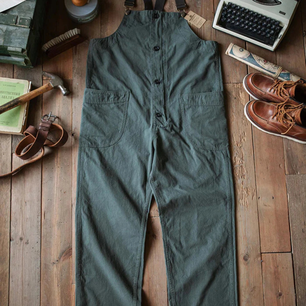 Gardaly Leichte Canvas-Latzhose mit runden Taschen