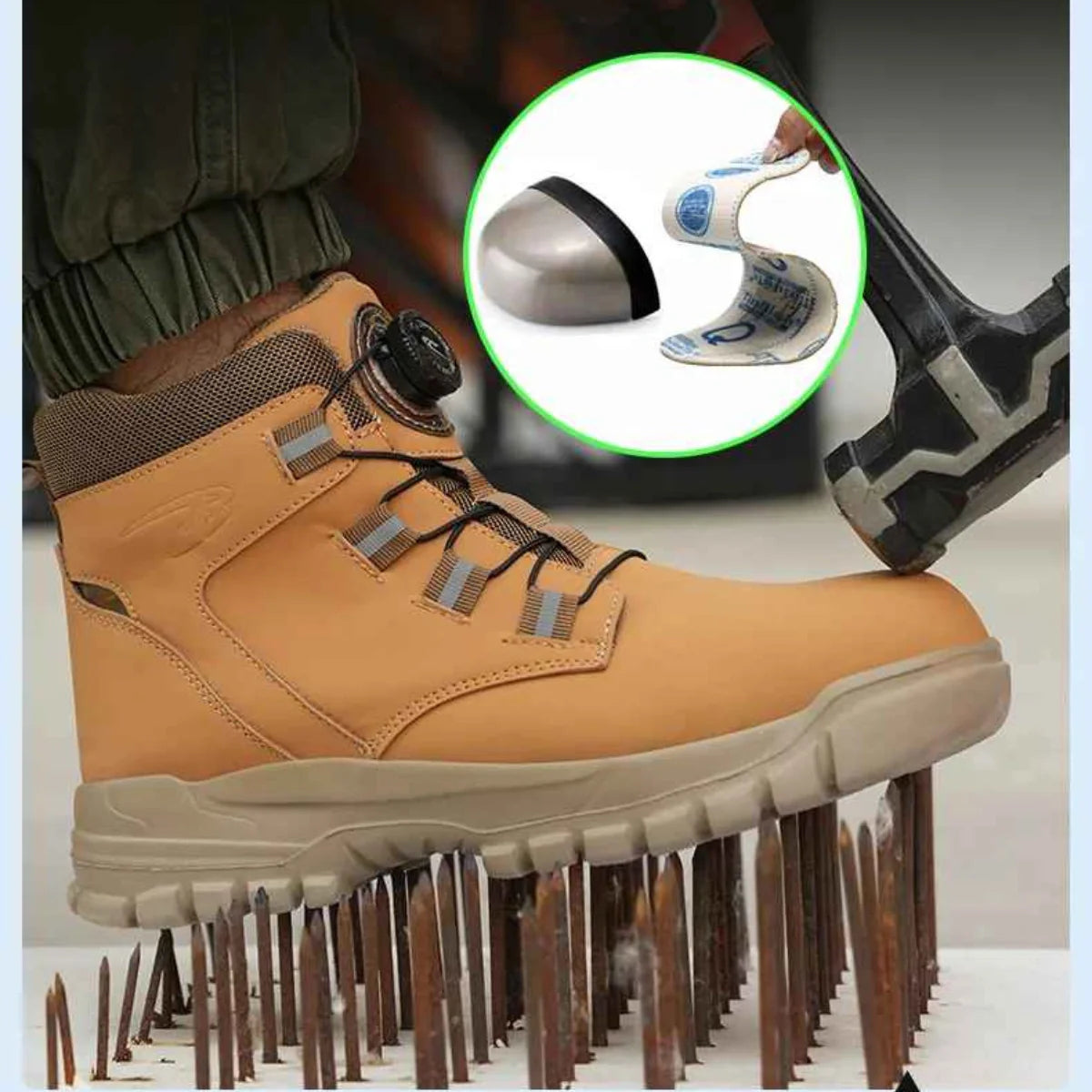 Gardaly | Herren TorqueLock™ Wasserdichte Sicherheitsstiefel – Stahlkappe, Kevlar-Sohle & Schnellverschluss-System