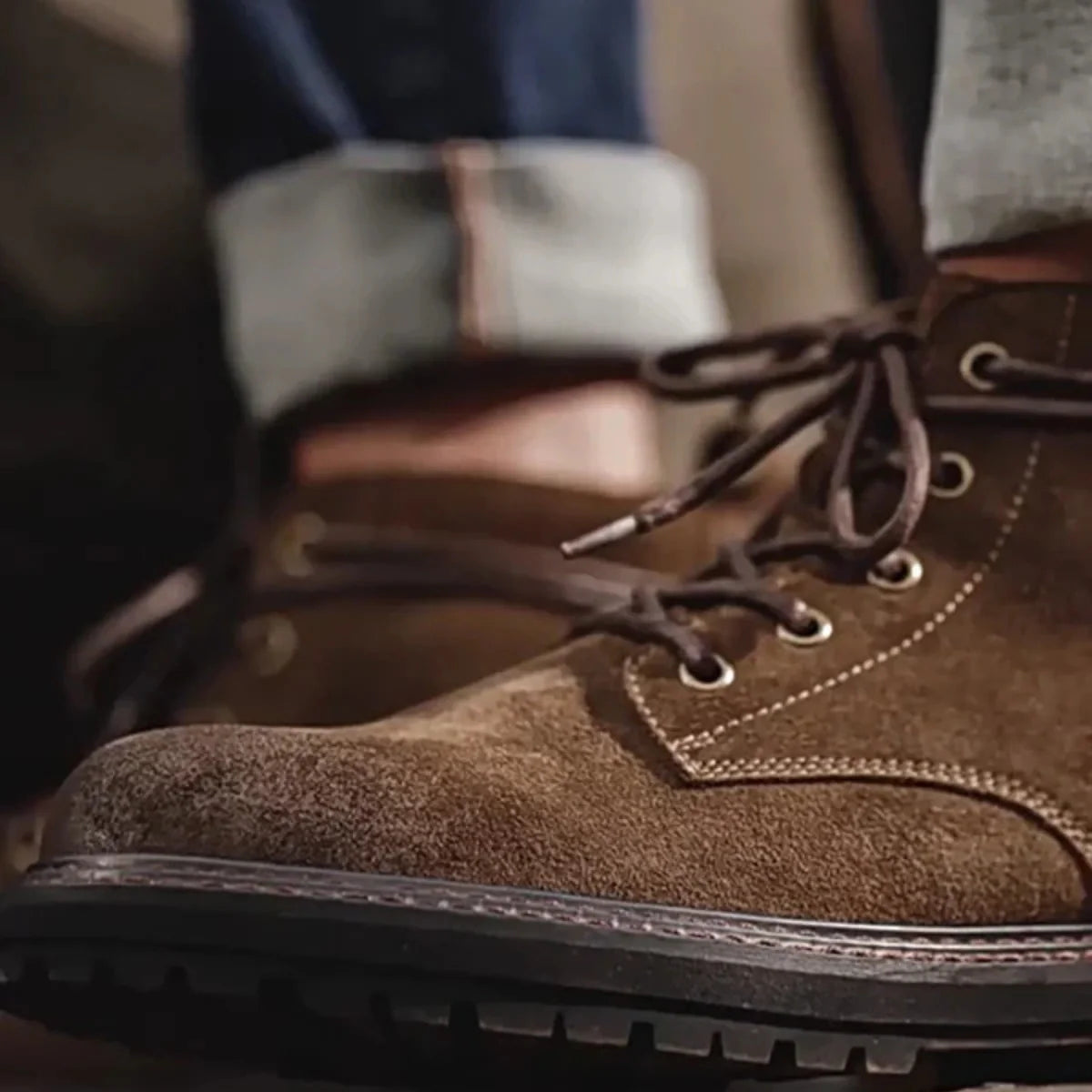 Herren Trail-Arbeitsstiefel aus gewachstem Wildleder – Vintage-Finish & Lederfutter