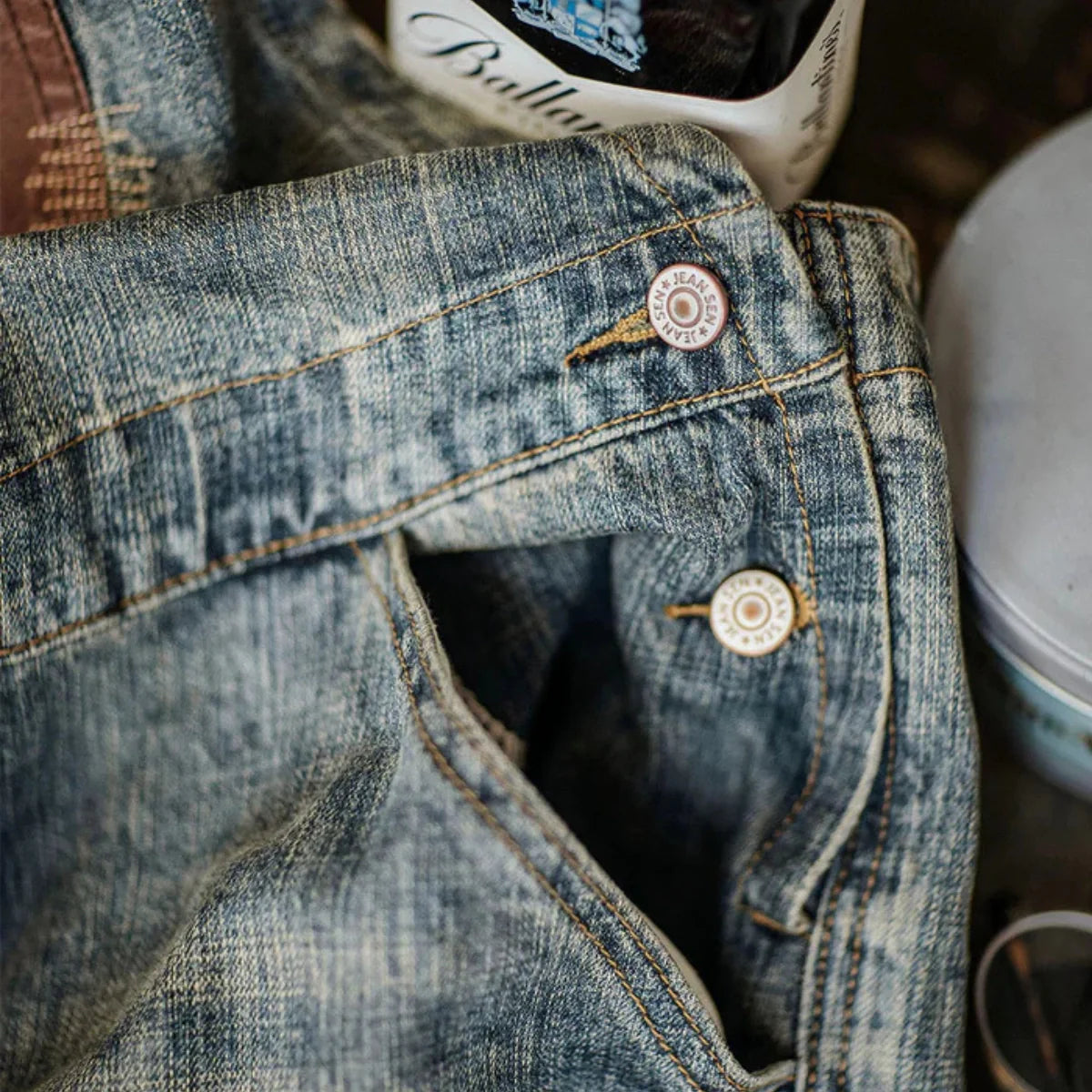 Gardaly Denim-Latzhose mit Kontrastpaneelen