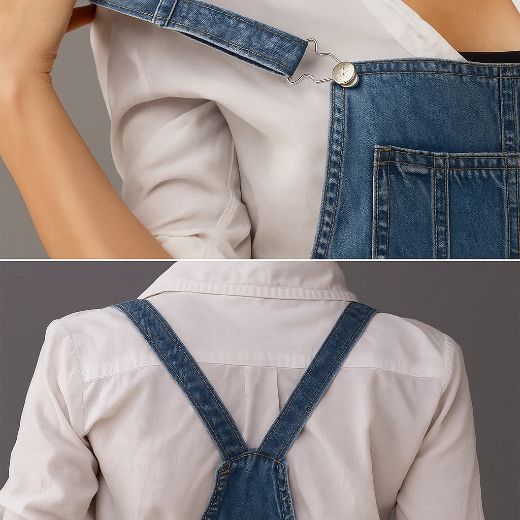 Gardaly Distressed-Denim-Latzkleid mit Rückenschlitz