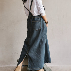 Gardaly Heritage Denim-Latzkleid mit Rückenschlitz