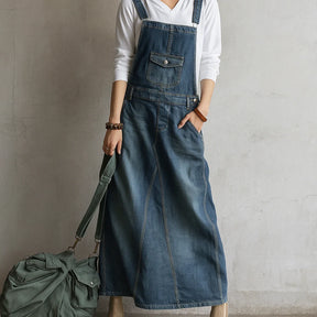 Gardaly Heritage Denim-Latzkleid mit Rückenschlitz