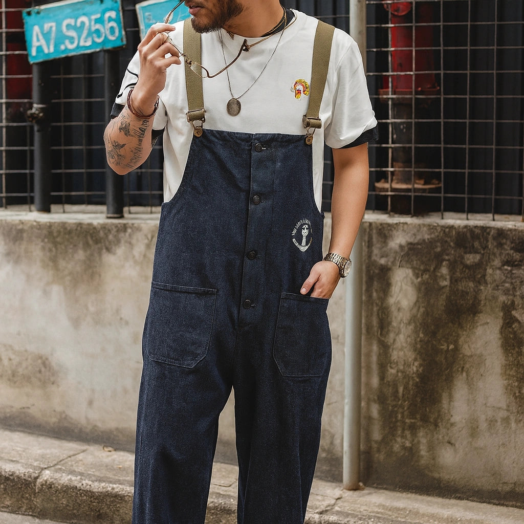 Gardaly Dockyard Navy Retro Jumpsuit