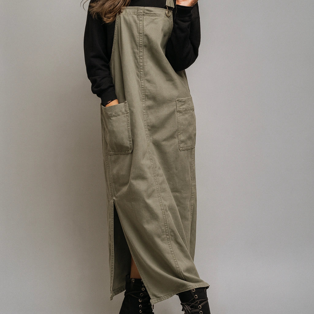 Gardaly Meadow Lässige Trägerkleid-Latzhose mit seitlichen Schlitzen