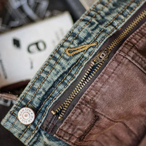 Gardaly Denim-Latzhose mit Kontrastpaneelen