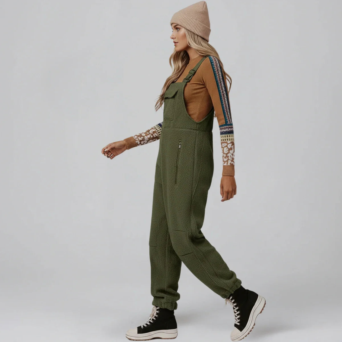 Gardaly Thermo-Fleece-Latzhose mit Reißverschlusstaschen