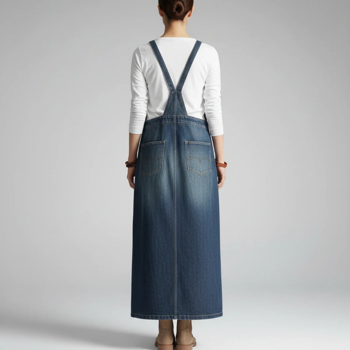 Gardaly Heritage Denim-Latzkleid mit Rückenschlitz