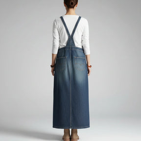 Gardaly Heritage Denim-Latzkleid mit Rückenschlitz