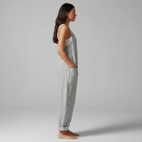 Gardaly Gestreifte Latzhose mit weitem Bein