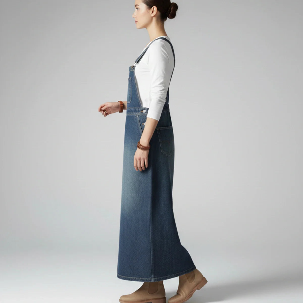 Gardaly Heritage Denim-Latzkleid mit Rückenschlitz