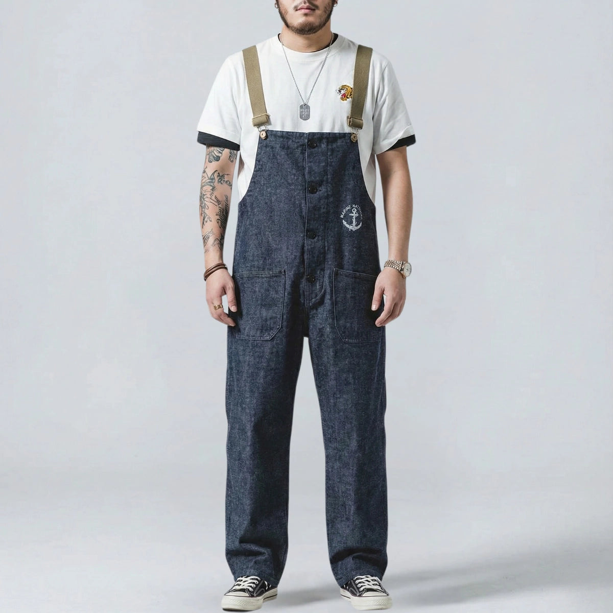Gardaly Dockyard Navy Retro Jumpsuit