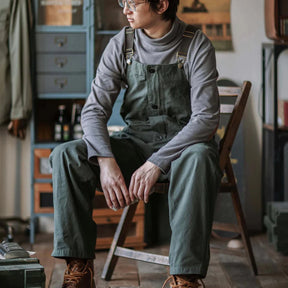 Gardaly Leichte Canvas-Latzhose mit runden Taschen