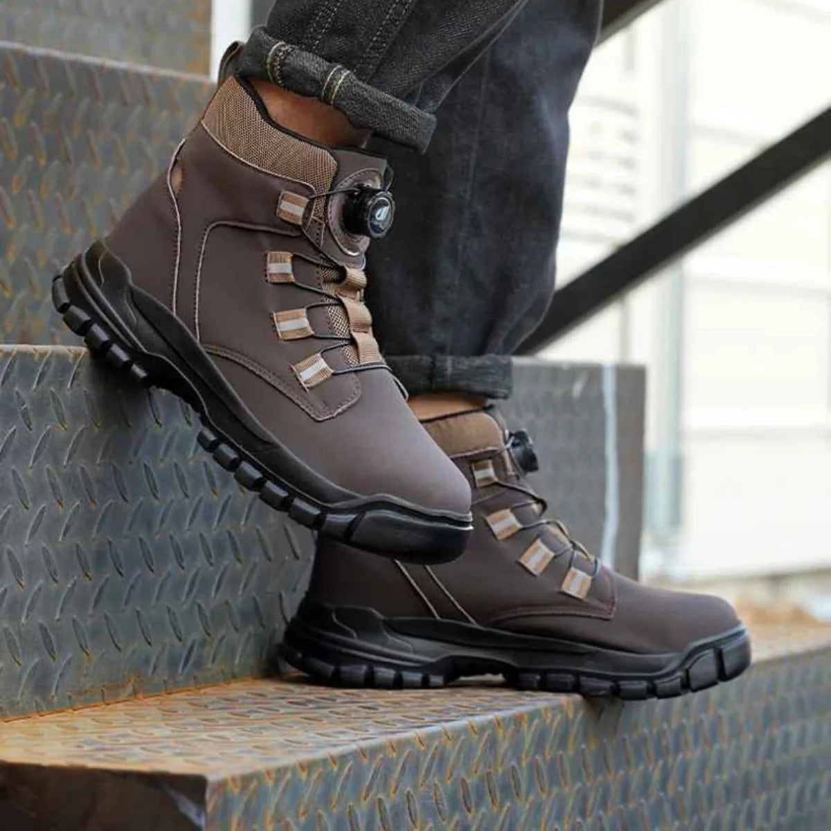 Gardaly | Herren TorqueLock™ Wasserdichte Sicherheitsstiefel – Stahlkappe, Kevlar-Sohle & Schnellverschluss-System