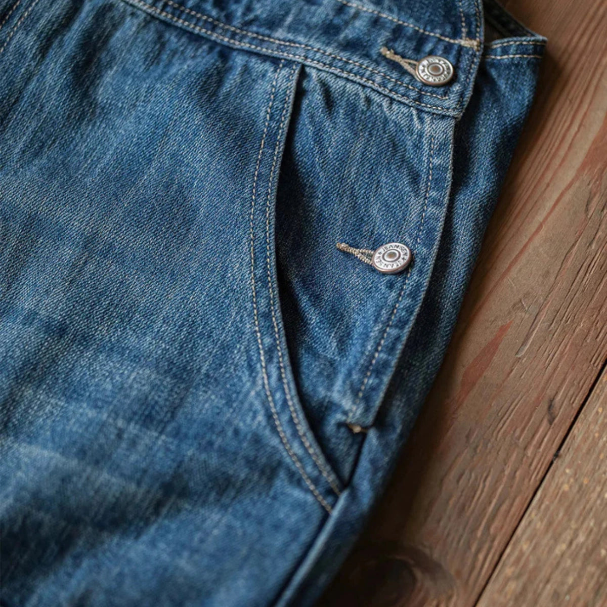 Gardaly Denim-Latzhose mit doppelter Klappentasche