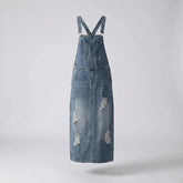 Gardaly Distressed-Denim-Latzkleid mit Rückenschlitz