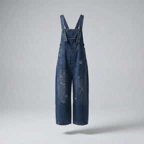 Gardaly Locker geschnittene Distressed-Denim-Latzhose